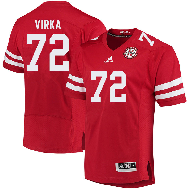 Men #72 Nick Virka Nebraska Cornhuskers College Football Jerseys Sale-Red